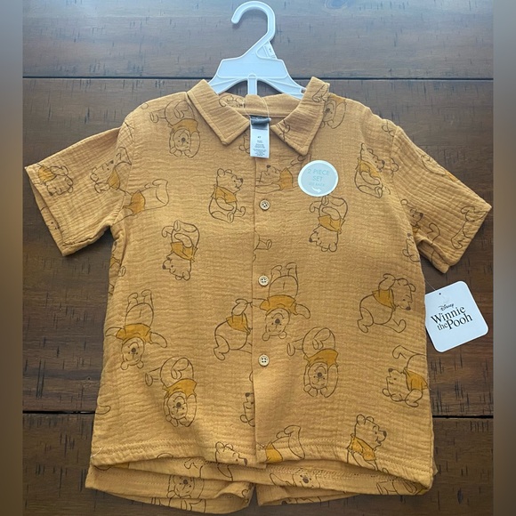 •NWT•Disney Winnie the Pooh Toddler 2-Piece Textured Cotton Gauze Outfit Set - Picture 2 of 6